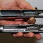 19. Старый вариант затора из ЦАМ и новый стальной затвор.
