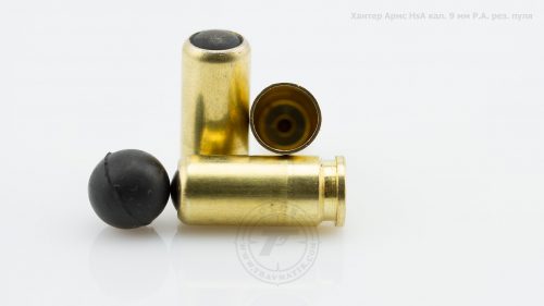 Хантер Армс HsA кал. 9 мм Р.А. Патрон для травмата. Чёрная резина. Пироксилиновый порох.